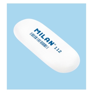 Ластик MILAN 112 овальный 73*28*9 мм из синтетического каучука для стирания графита,  цвета в ассортименте: белый, розовый