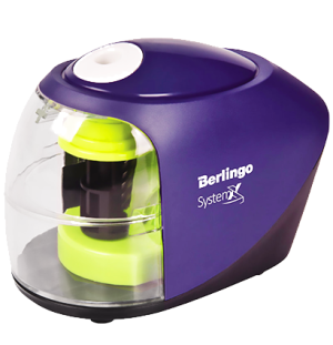 Точилка электрическая Berlingo "SystemX", 1 отверстие, с контейнером, картон. уп.