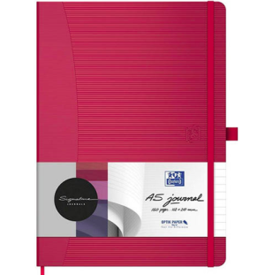 Блокнот OXFORD Signature A5 80л линейка фиксирующая резинка карман твердая обложка красный,