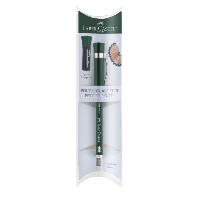 Карандаш ч/г Faber-Castell "Castell 9000" B, заточ., с ласт. и колпачком-точилкой,пластиковый футляр