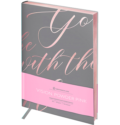 Записная книжка А5 80л. ЛАЙТ, кожзам, Greenwich Line "Vision. Powder pink", срез розовая фольга