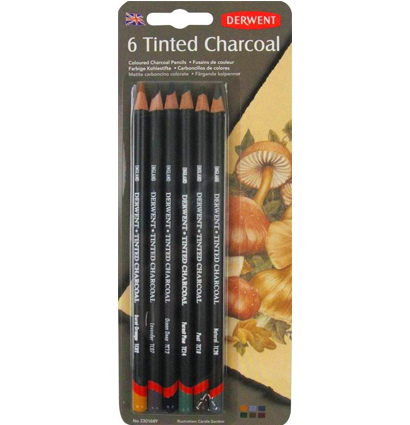 Набор угольных цветных карандашей Derwent Tinted Charcoal Pencils 6 штук в блистере купить в магазине товаров для художников СкетчингПро с доставкой по РФ и СНГ