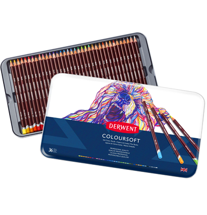 Набор цветных карандашей Coloursoft Derwent 36 цветов в кейсе купить в магазине товаров для художников ArtCraft.Space с доставкой по РФ и СНГ