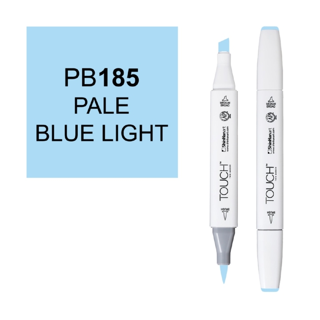 Маркер двухсторонний спиртовой  TOUCH TWIN BRUSH PB185 Синий светлый бледный