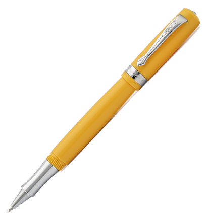 Ручка-роллер KAWECO STUDENT 0.7мм желтый корпус с хромированными вставками,