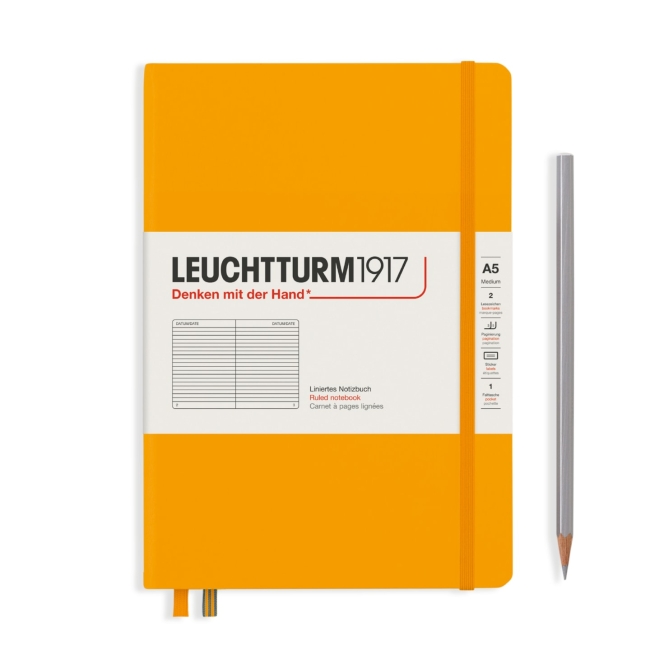 Блокнот Leuchtturm1917 Rising Colours A5 (14.5x21см.) 80г/м2 - 251 стр. в линейку, твердая обложка, цвет: Восходящее Солнце