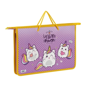 Папка с ручками А4 ArtSpace "Unicorn", пластик, на молнии, 45мм