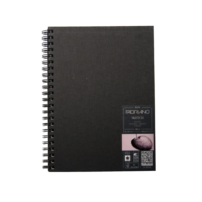 Блокнот для зарисовок Sketchbook 110г/м.кв 21x29,7см мелкозернистая 80л (портрет) спираль по короткой стороне