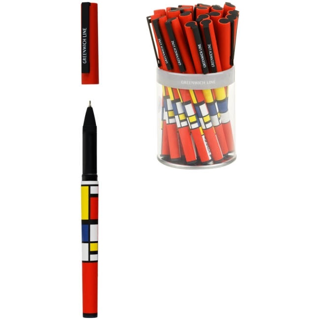 Ручка шариковая Greenwich Line "Mondrian" синяя, 0,7мм, игольчатый стержень, грип, софт-тач