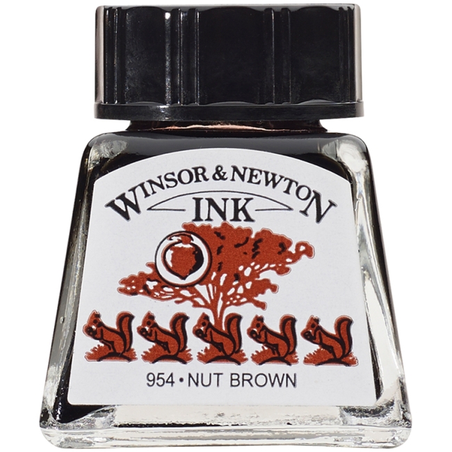 Тушь Winsor&Newton для рисования, орехово-коричневый, стекл. флакон 14мл
