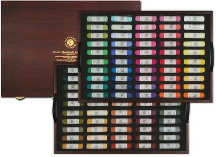 Пастель сухая мягкая круглая ручной работы 100 цветов в деревянной коробке