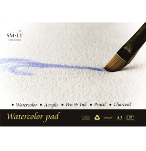 Альбом SMLT Art Watercolor 260г/м2 A3 20л белый склейка, Альбом SMLT Art Watercolor 260г/м2 A3 20л белый склейка,
