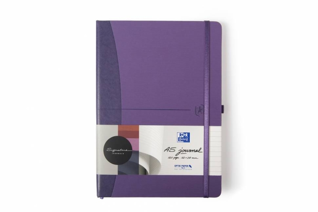 Блокнот OXFORD Signature A5 80л линейка фиксирующая резинка карман твердая обложка пурпурный,