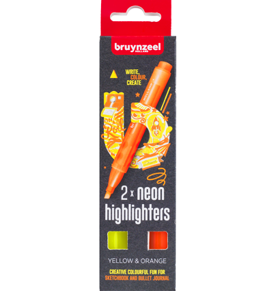 Набор текстовыделителей Bruynzeel Neon 2 цвета неоновые (желтый, оранжевый) купить в магазине маркеров ArtCraft.Space с доставкой по всему миру