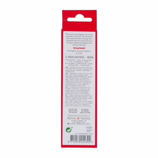 Набор текстовыделителей Bruynzeel Neon 2 цвета неоновые (желтый, оранжевый) купить в магазине маркеров ArtCraft.Space с доставкой по всему миру