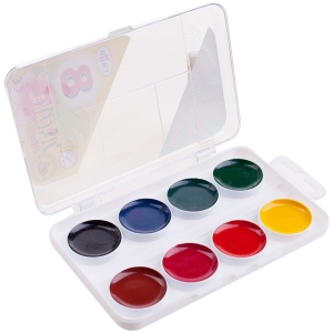 Акварель Гамма "Пчелка NEW", медовая, 8 цветов, без кисти, пластик. упак., европодвес