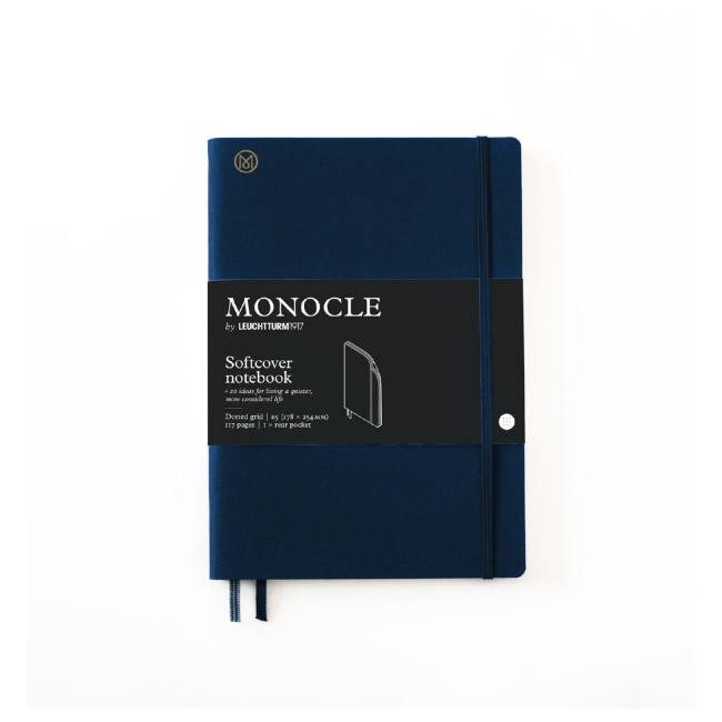 Блокнот Leuchtturm1917 Monocle B5 (17.8x25.4см.) 80г/м2 - 128 стр. в точку, мягкая обложка, цвет: Синий Неви