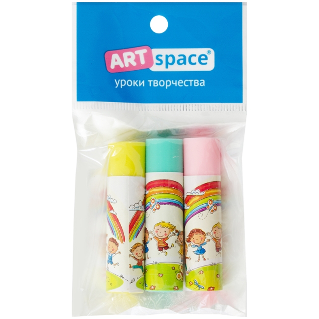 Набор ластиков ArtSpace "Радуга" 3шт., круглые, термопластичня резина, бум. держатель, 50*13*13мм,ассорти