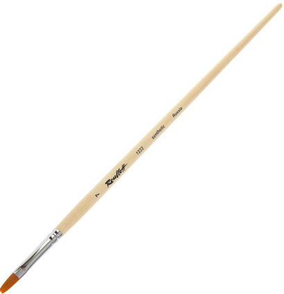 Кисть Roubloff синтетика №7 плоская рыжая для акварели, гуаши, масла с длинной ручкой купить в художественном магазине ArtCraft.Space с доставкой по всему миру