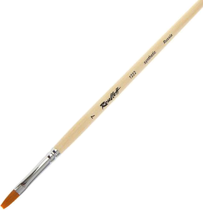 Кисть Roubloff синтетика №7 плоская рыжая для акварели, гуаши, масла с длинной ручкой купить в художественном магазине ArtCraft.Space с доставкой по всему миру