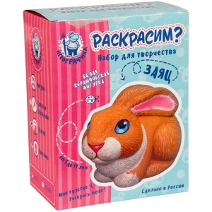 Набор для росписи фигурки из керамики Игрографика с акриловыми красками "Заяц"