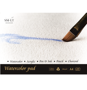 Альбом SMLT Art Watercolor 260г/м2 A4 20л белый склейка, Альбом SMLT Art Watercolor 260г/м2 A4 20л белый склейка,