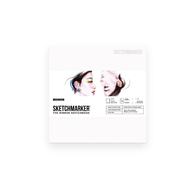 Скетчбук SKETCHMARKER THE MIRROR 210х210мм, 220г/м.кв 50л твердая обложка белая