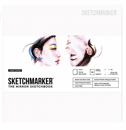 Скетчбук SKETCHMARKER THE MIRROR 210х210мм, 220г/м.кв 50л твердая обложка белая Скетчбук SKETCHMARKER THE MIRROR 210х210мм, 220г/м.кв 50л твердая обложка белая