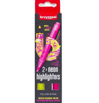 Набор текстовыделителей Bruynzeel Neon 2 цвета неоновые (желтый, розовый) купить в магазине маркеров ArtCraft.Space с доставкой по всему миру