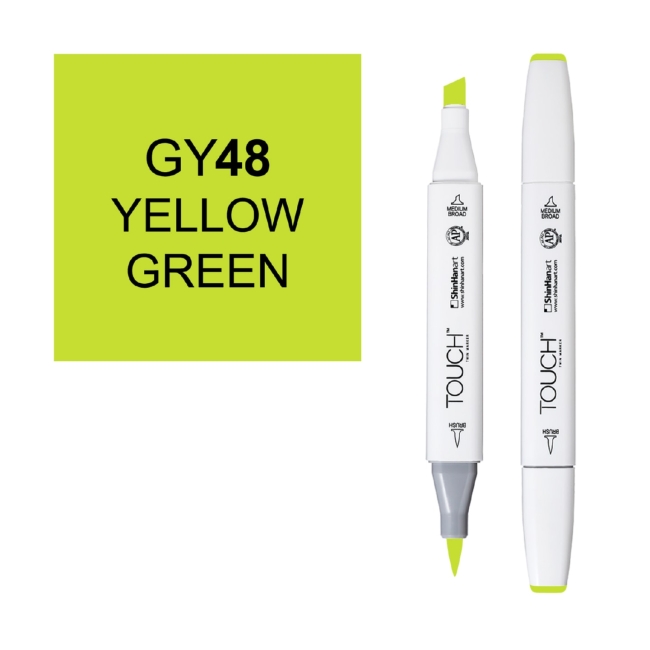 Маркер двухсторонний спиртовой  TOUCH TWIN BRUSH GY48 Желто-зеленый