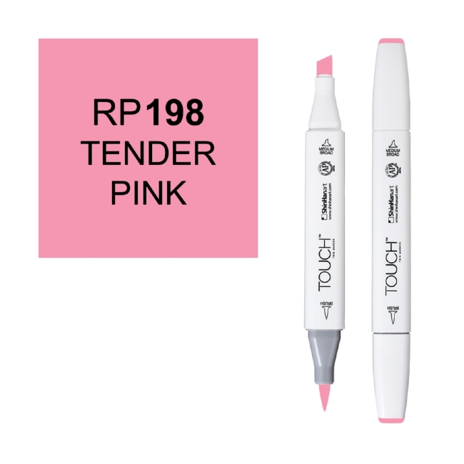 Маркер двухсторонний спиртовой  TOUCH TWIN BRUSH RP198 Розовый нежный