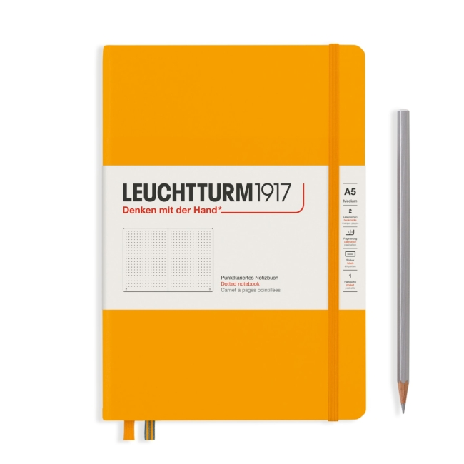 Блокнот Leuchtturm1917 Rising Colours A5 (14.5x21см.) 80г/м2 - 251 стр. в точку, твердая обложка, цвет: Восходящее Солнце