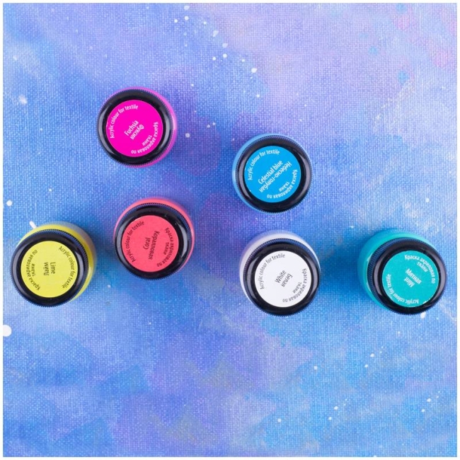 Краски по ткани Decola "Модные оттенки", 6 цветов, 20мл, картон Краски по ткани Decola "Модные оттенки", 6 цветов, 20мл, картон