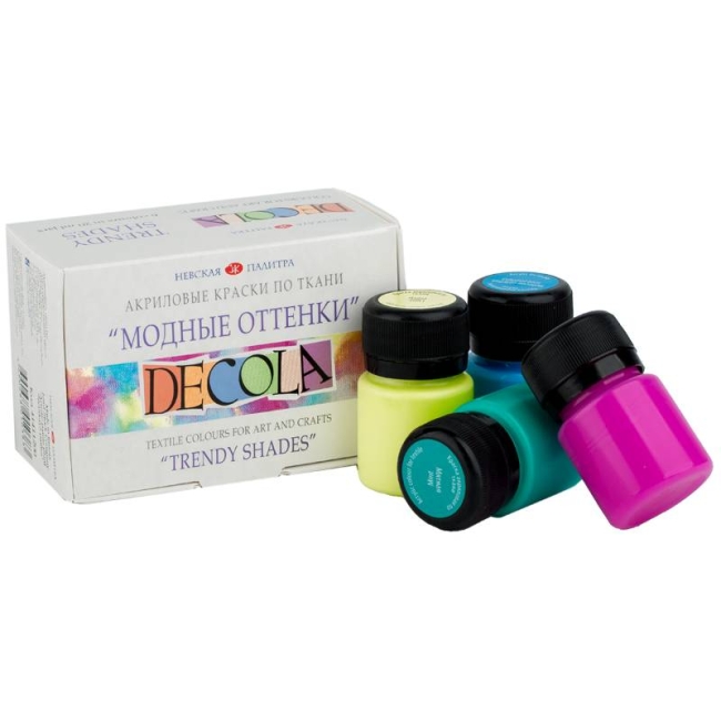 Краски по ткани Decola "Модные оттенки", 6 цветов, 20мл, картон Краски по ткани Decola "Модные оттенки", 6 цветов, 20мл, картон
