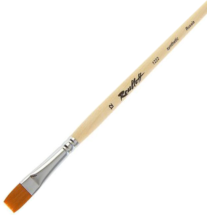 Кисть Roubloff синтетика №12 плоская рыжая для акварели, гуаши, масла с длинной ручкой купить в художественном магазине ArtCraft.Space с доставкой по всему миру