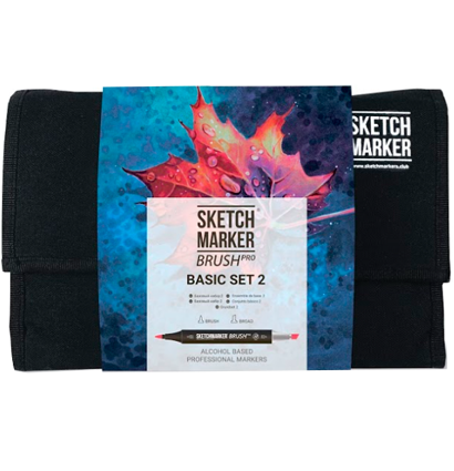 Набор 24 маркера Sketchmarker Brush Pro "Базовый 2" в пенале купить в магазине маркеров ArtCraft.Space с доставкой по всему миру