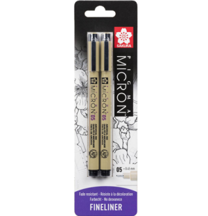 Набор капиллярных ручек Pigma Micron 0.45мм 2шт Черный блистер, Набор капиллярных ручек Pigma Micron 0.45мм 2шт Черный блистер,