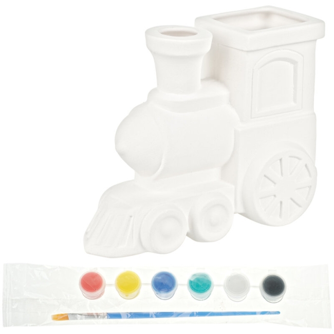 Набор для росписи фигурки из керамики "Карандашница паровоз" акриловыми красками купить в художественном магазине ArtCraft.Space Набор для росписи фигурки из керамики "Карандашница паровоз" акриловыми красками купить в художественном магазине ArtCraft.Space