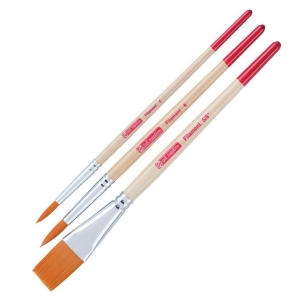 Набор акварельных кистей синтетика 3шт широкая № 5/8" круглые № 6 8,