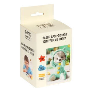 Набор для росписи из гипса ТРИ СОВЫ "Мишутка", высота фигурки 8,5см, с красками и кистью, картонная коробка