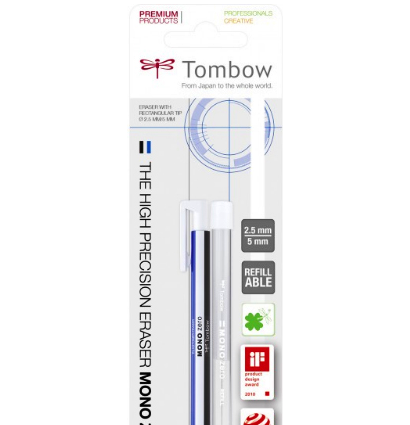Комплект Tombow Mono Zero Eraser ластик-ручка + сменные ластики 2 шт (прямоугольный ластик) купить в фирменном художественном магазине ArtCraft.Space с доставкой по РФ и СНГ