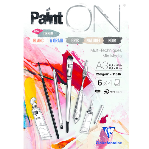 Альбом для смешанных техник Paint'On ClaireFontaine 6 цветов бумаги А5 / 24 листа / 250 гм купить в магазине ArtCraft.Space