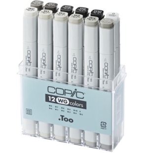 Набор маркеров  "COPIC"  WG   (12 шт) в пластик. контейнере