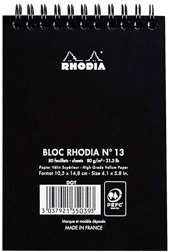 Блокнот Rhodia Classic в точку мягкая обложка черный А5 / 80 листов / 80 гм купить в художественном магазине ArtCraft.Space с доставкой по всему миру