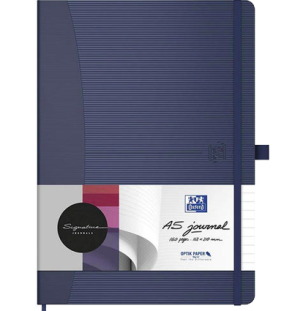 Блокнот OXFORD Signature A5 80л линейка фиксирующая резинка карман твердая обложка синий,