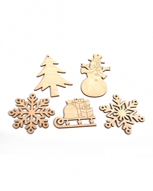 Набор заготовок для декорирования Новогодний 8-11см
