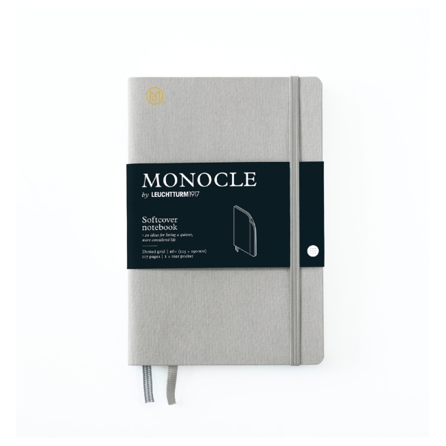 Блокнот Leuchtturm1917 Monocle B6+ (12.5x19см.) 80г/м2 - 128 стр. в точку, мягкая обложка, цвет: Светло-серый