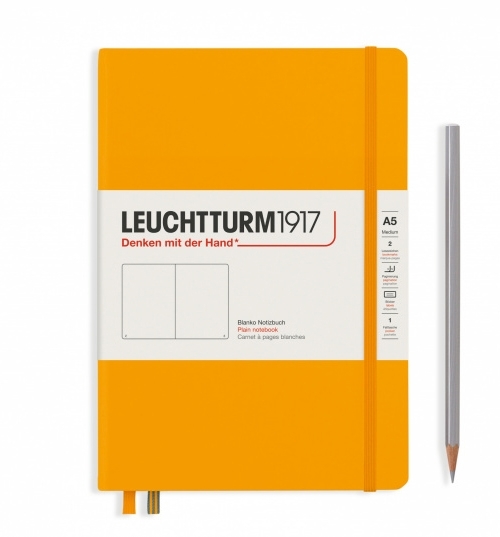 Блокнот Leuchtturm1917 Rising Colours A5 (14.5x21см.) 80г/м2 - 251 стр. нелинованный, твердая обложка, цвет: Восходящее Солнце