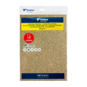 Бумага цветная с блестками Sirio 330г/м.кв 21*29.7см Золотой 3л/упак