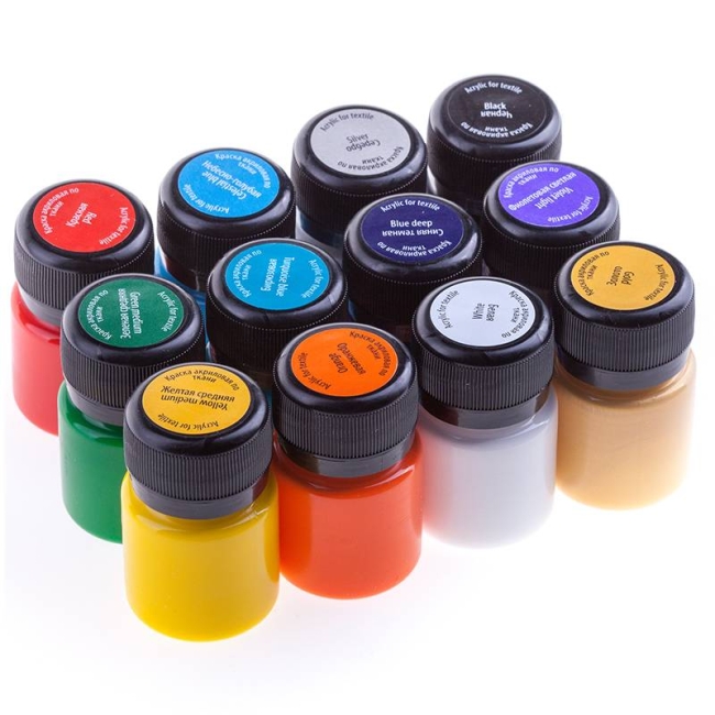 Краски по ткани Decola, 12 цветов, 20мл, картон
